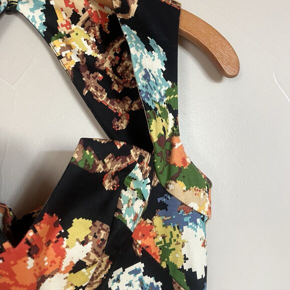 Rubber Ducky Productions Black‎ Floral Knee Length Pin-Up Pencil Dress, SZ Small - Picture 4 of 12